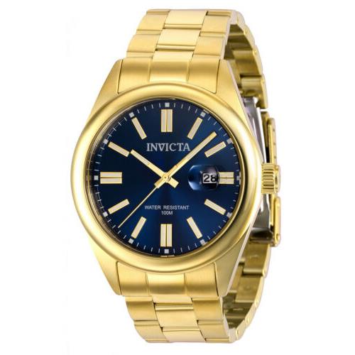 Invicta Men`s Pro Diver Quartz 100m Blue Dial Gold Stainless Steel Watch 38462