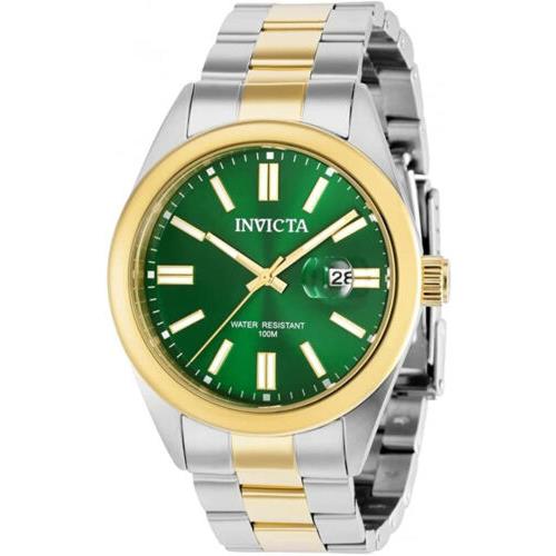 Invicta Men`s Pro Diver Quartz Green Dial Two Tone Stainless Steel Watch 38470