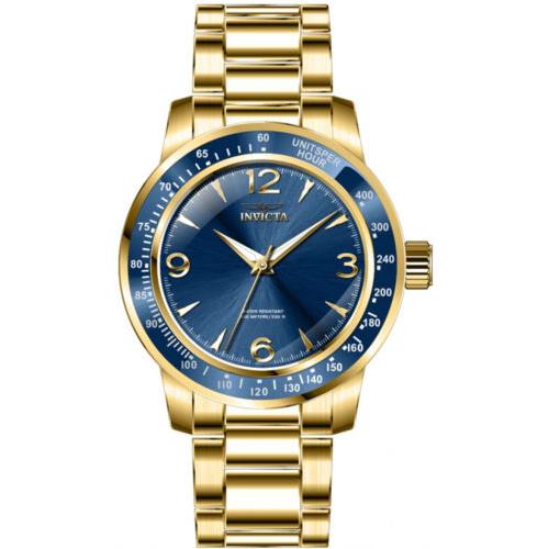 Invicta Men`s Specialty Quartz Blue Dial Gold Tone Stainless Steel Watch 38529