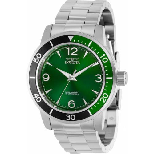 Invicta Men`s Specialty Quartz 100m Green Dial Stainless Steel Watch 38519