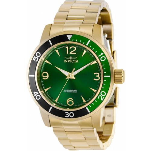 Invicta Men`s Specialty Quartz Green Dial Gold Tone Stainless Steel Watch 38523
