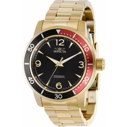 Invicta Men`s Specialty Quartz Black Dial Gold Tone Stainless Steel Watch 38522
