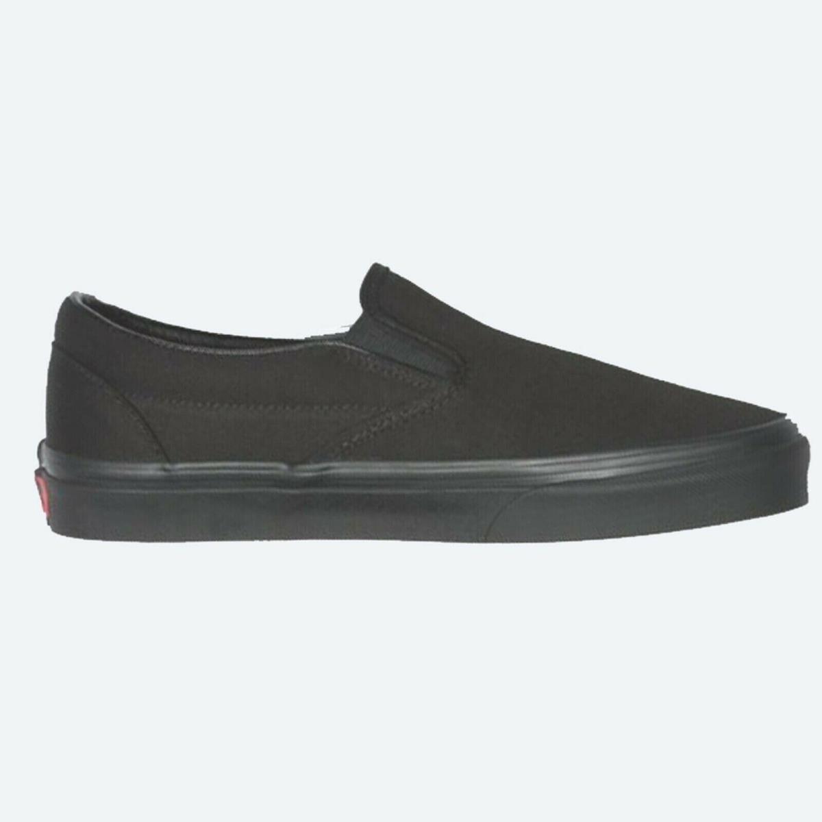 Vans Classic Slip-on Athletic Men`s Shoes Breathable Canvas Upper Rubber Outsole BLACK/BLACK