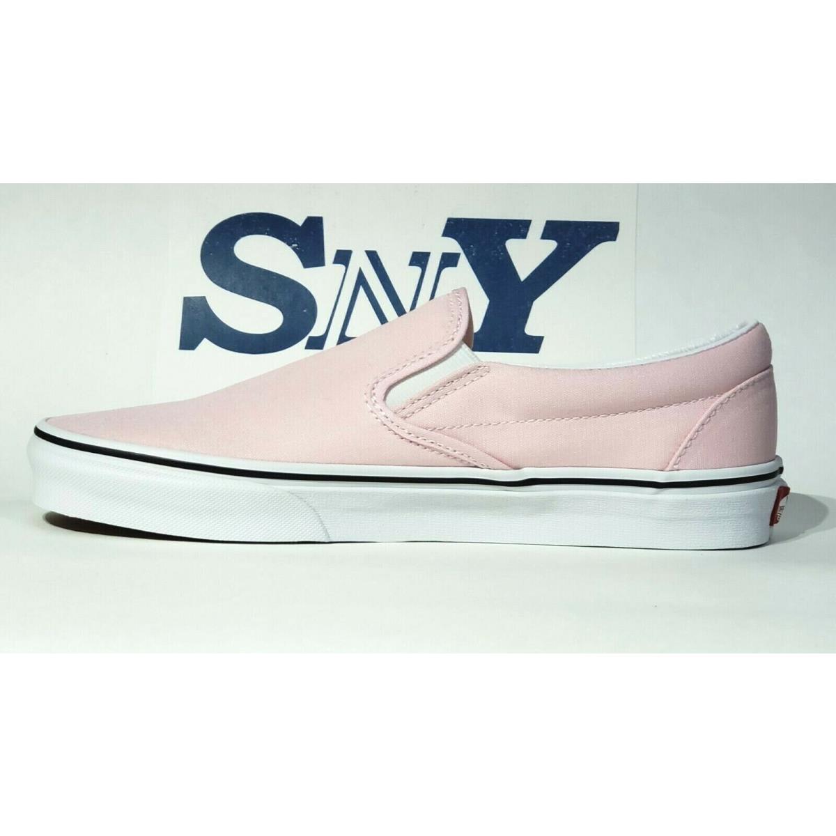 Vans Classic Slip-on Athletic Men`s Shoes Breathable Canvas Upper Rubber Outsole BLUSHING/TRUE WHITE