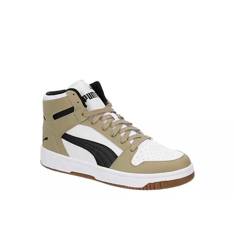 Puma Rebound Layup Mid Shoes Trainers Mid Cut Basketball Casual Sneaker Dark Beige