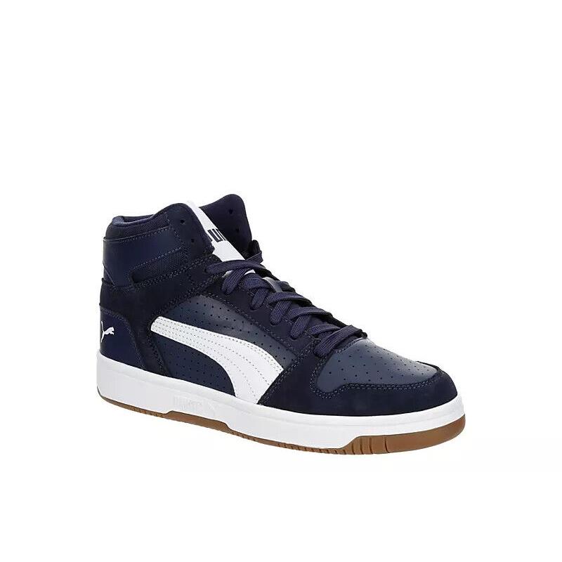 Puma Rebound Layup Mid Shoes Trainers Mid Cut Basketball Casual Sneaker Navy