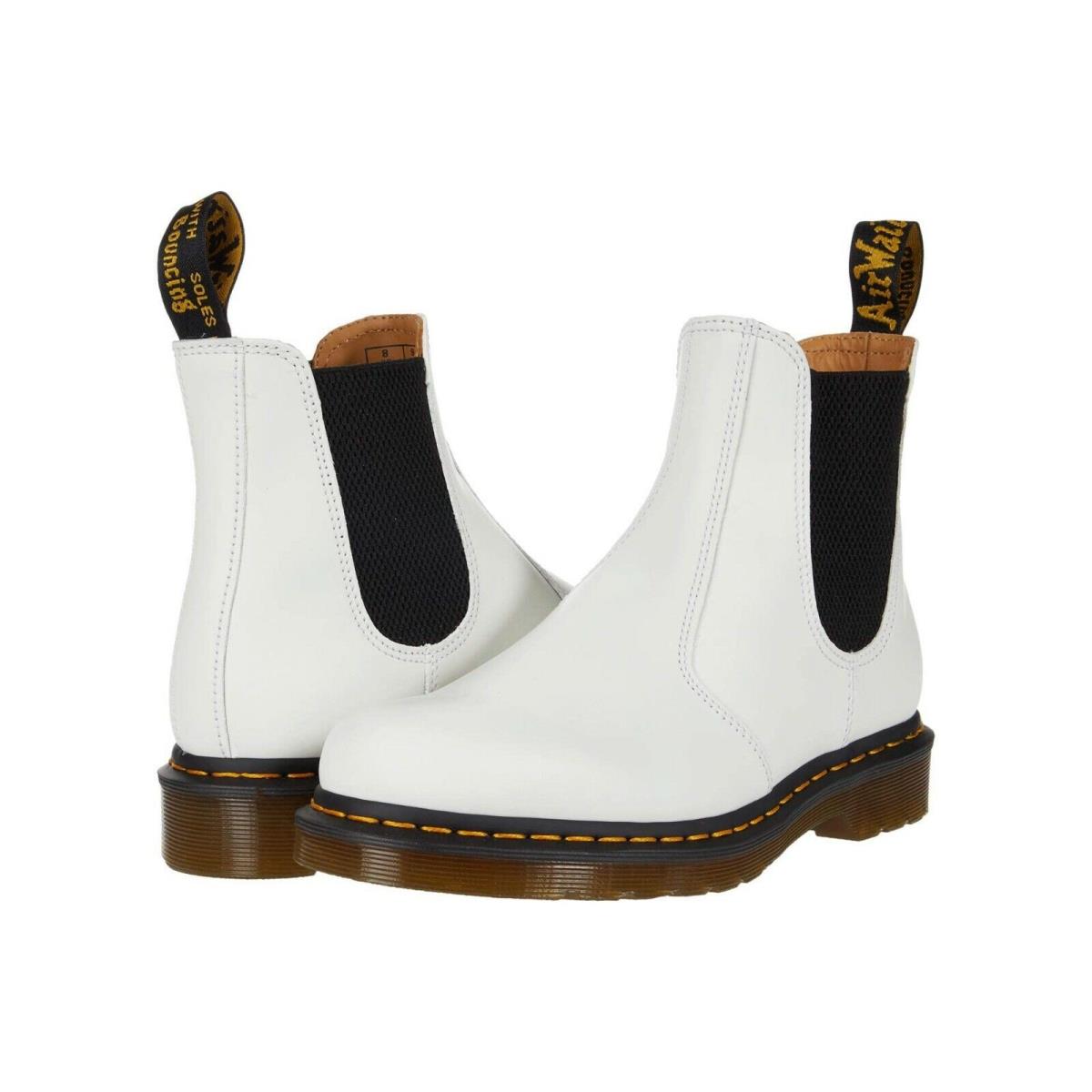 Women`s Shoes Dr. Martens 2976 Yellow Stitch Leather Chelsea Boot 26228100 White