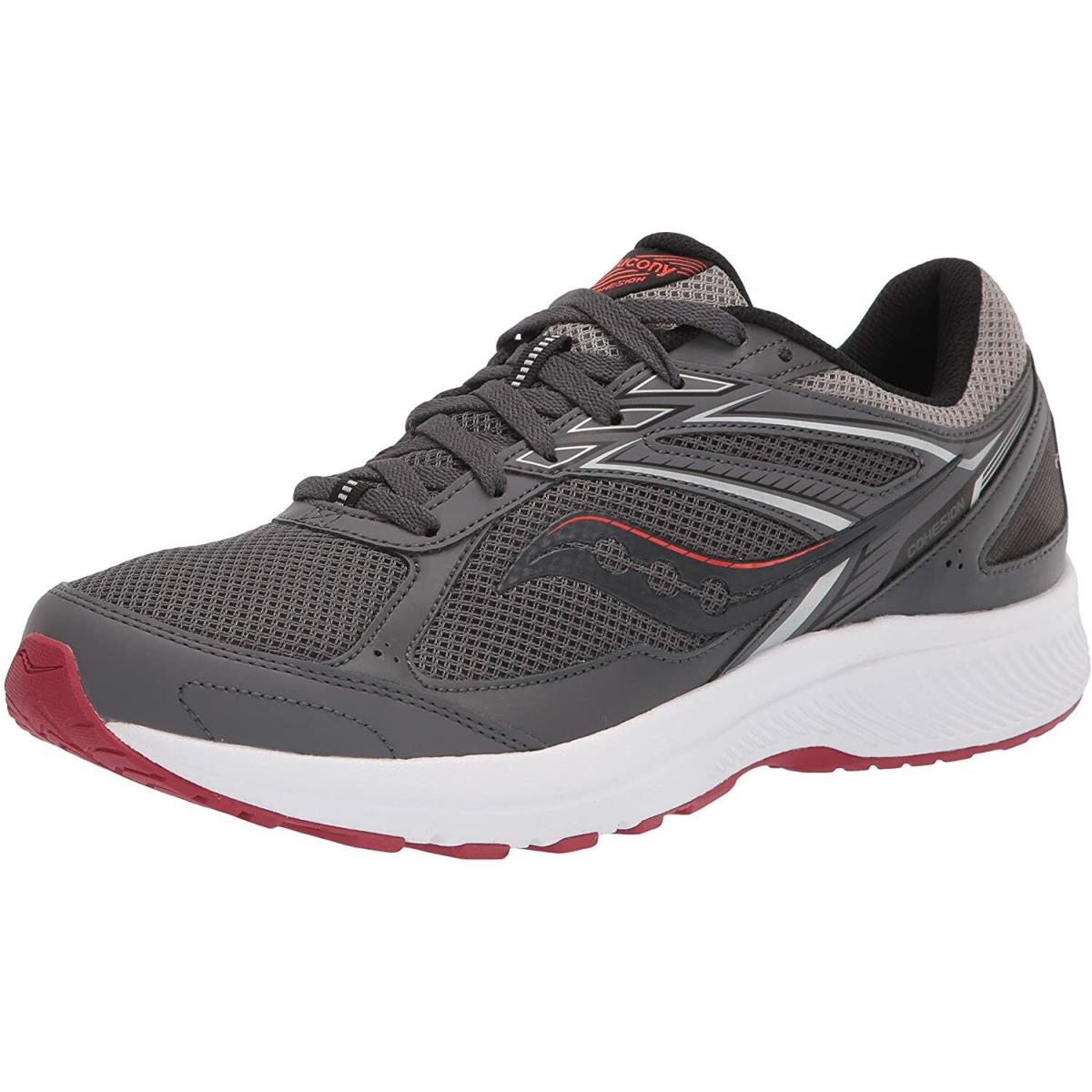 Saucony Men`s Cohesion 14 Running Shoes Charcoal/Red