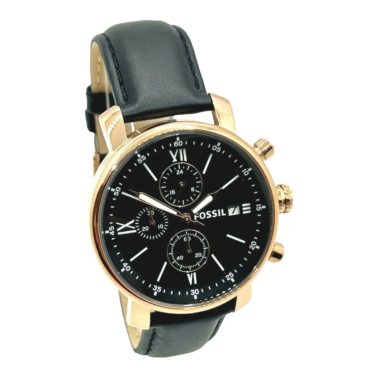 rhett chronograph black leather watch