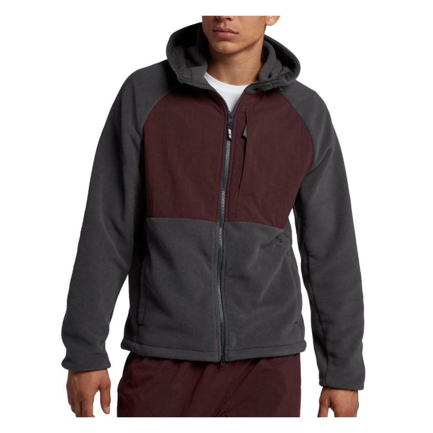 Nike SB Winterized Polartec Fleece Men Zip Hoodie Jacket Red Gray 938347 060