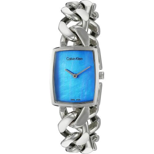 Calvin Klein K5D2M12N Silver Tone Blue Mop Dial Swiss Made Womens Fashion Watch