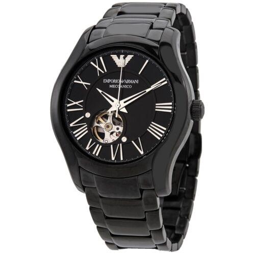 Emporio Armani Meccanico Men`s Automatic Black Stainless Steel Watch AR60014 - Black Dial, Black Band, Black Bezel
