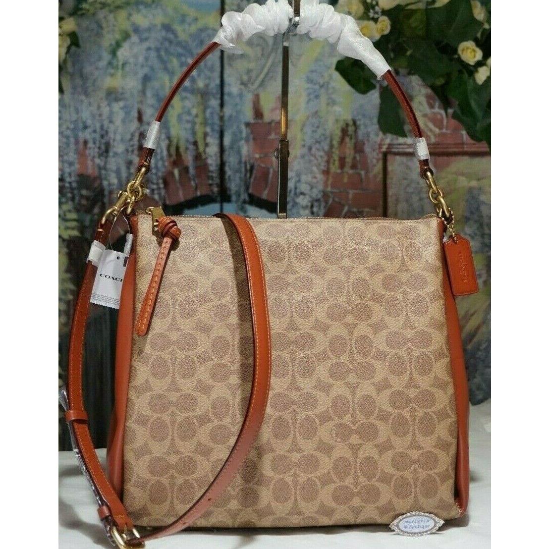 Coach Shay Sig CC Leather Shoulder Crossbody Bag In Tan Rust Brass