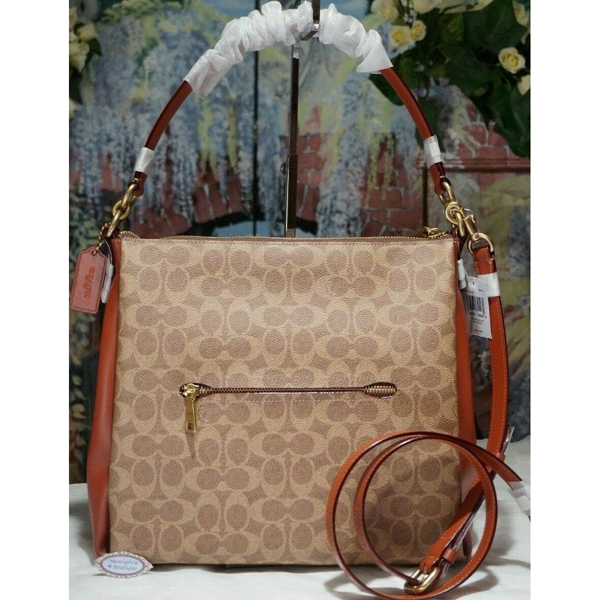 Coach Shay Sig CC Leather Shoulder Crossbody Bag In Tan Rust Brass