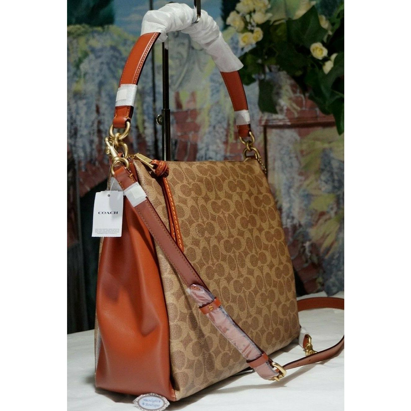 Coach Shay Sig CC Leather Shoulder Crossbody Bag In Tan Rust Brass