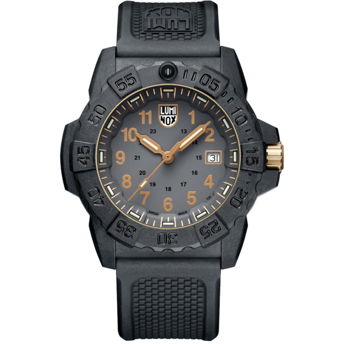 Luminox Navy Seal Military XS.3508.GOLD Carbonox 45mm Rubber Quartz Men`s Watch