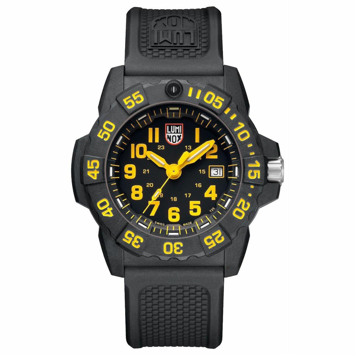 Luminox Navy Seal XS.3505.L Carbonox 45mm Black Yellow Rubber Quartz Men`s Watch
