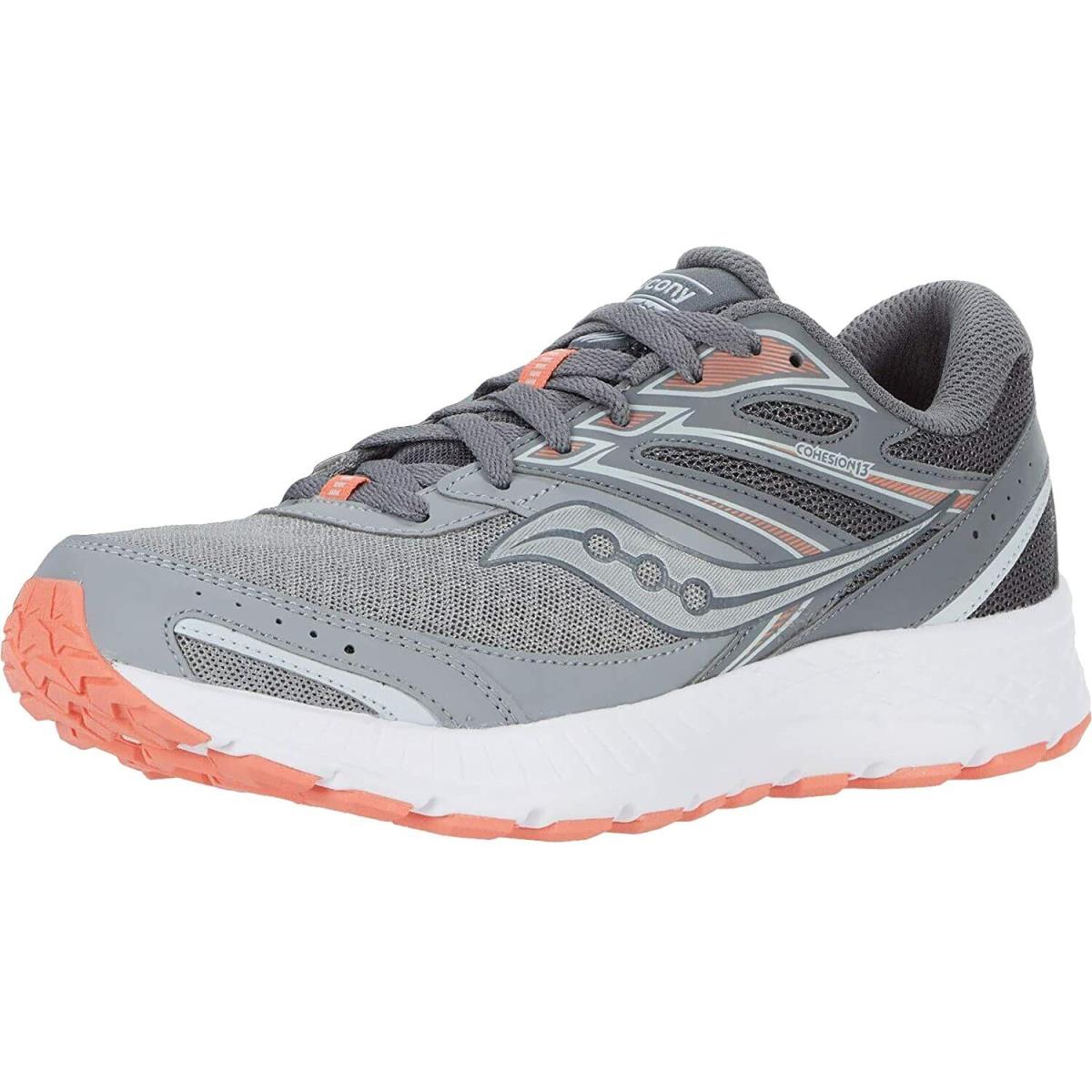 Saucony Women`s Cohesion 13 Running Shoes Alloy/Coral/Sky