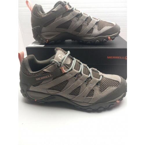 Merrell Womens Alverstone Wp Aluminum Peach Brown Hiking Shoes Sz 8 Waterproof