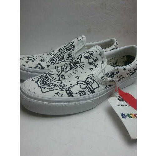 white slip on vans womens 7.5