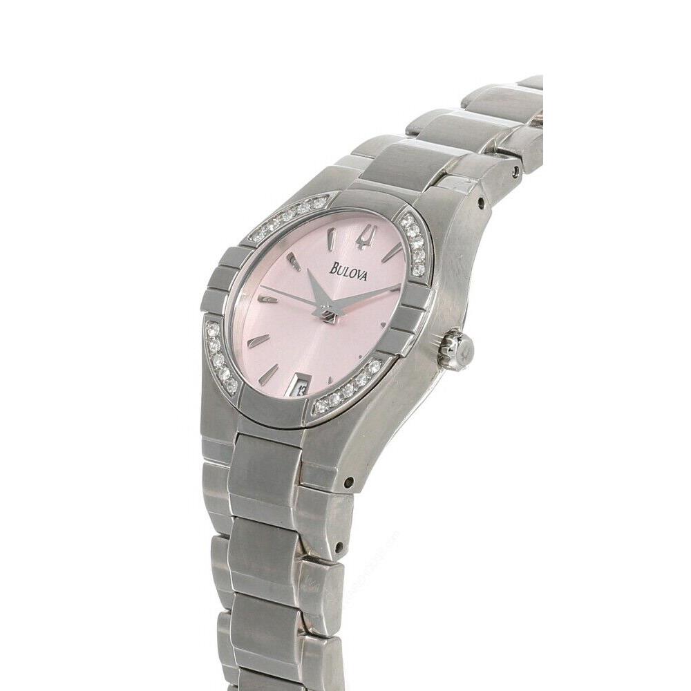 Bulova Light Pink Dial Stainless Steel Women`s Watch 96R17