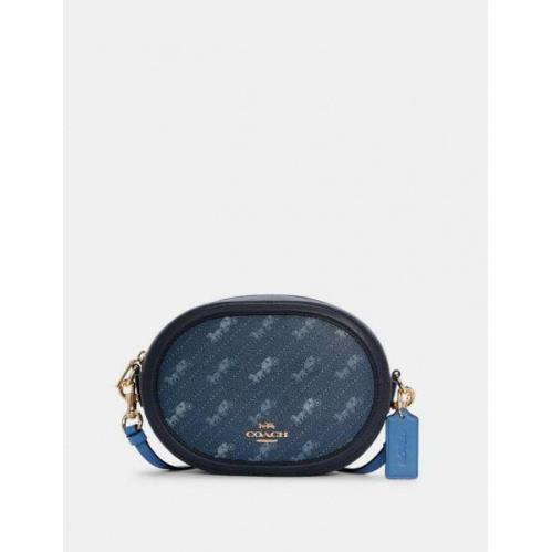 Coach Crossbody Camera Bag Diagonal Print Coated Canvas Denim C4057