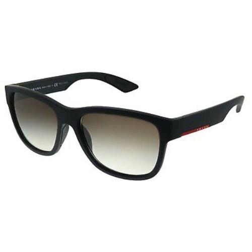 Prada Lifestyle PS 03QS DG00A7 Black Rubber Plastic Rectangle Sunglasses
