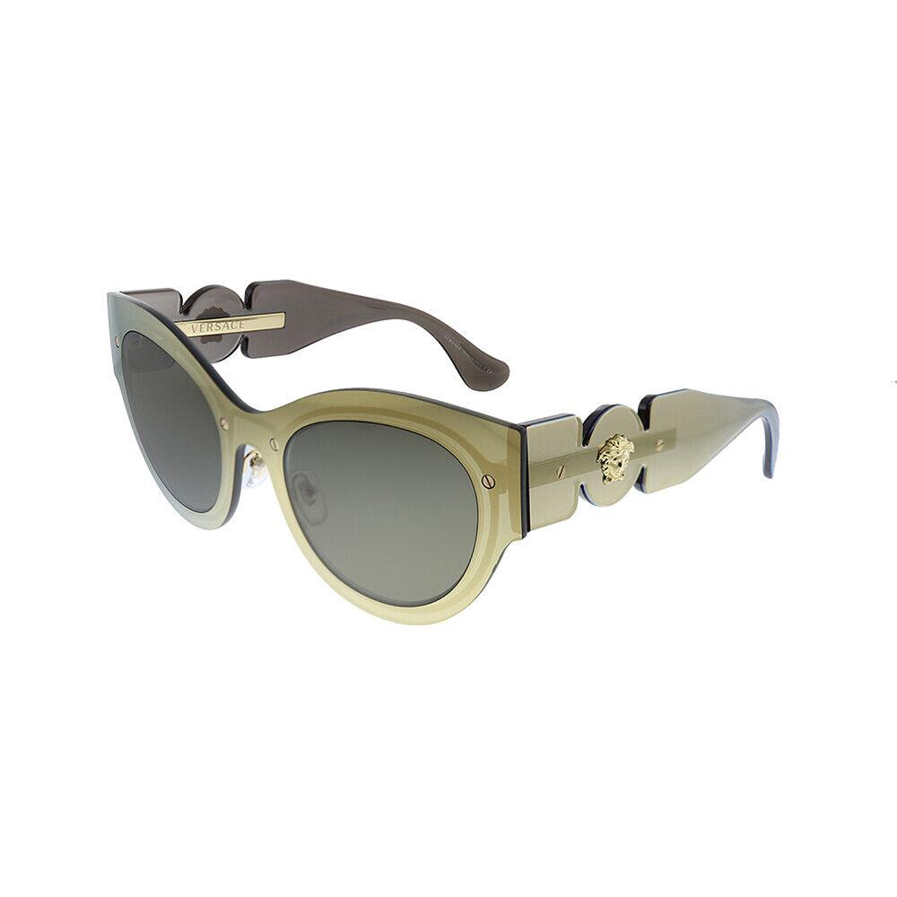 Versace VE 2234 1002/3 Brown Mirrored Plastic Cat-eye Sunglasses Brown Lens