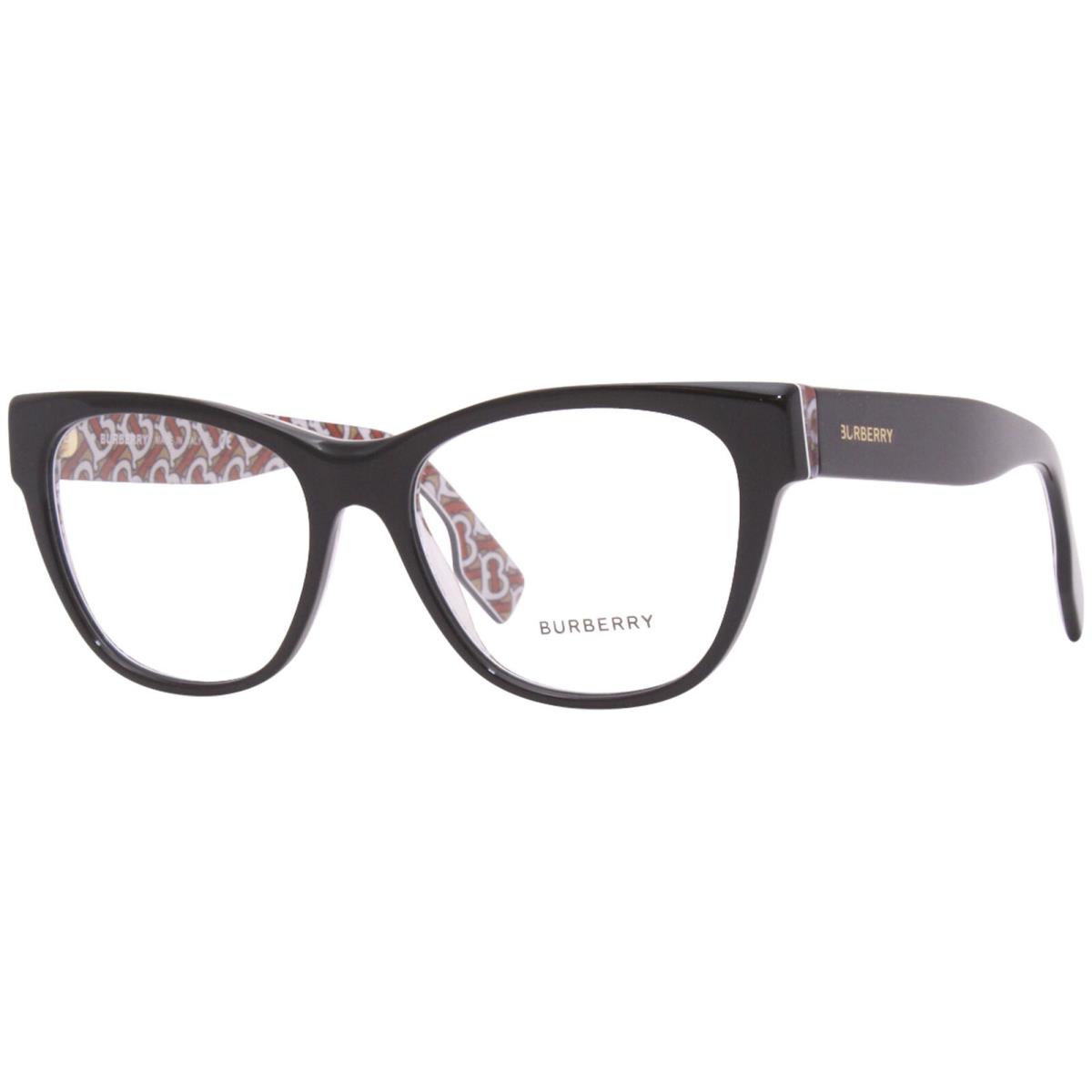 Burberry B2301 3822 Eyeglasses Frame Women`s Black/print TB Red Full Rim 51mm