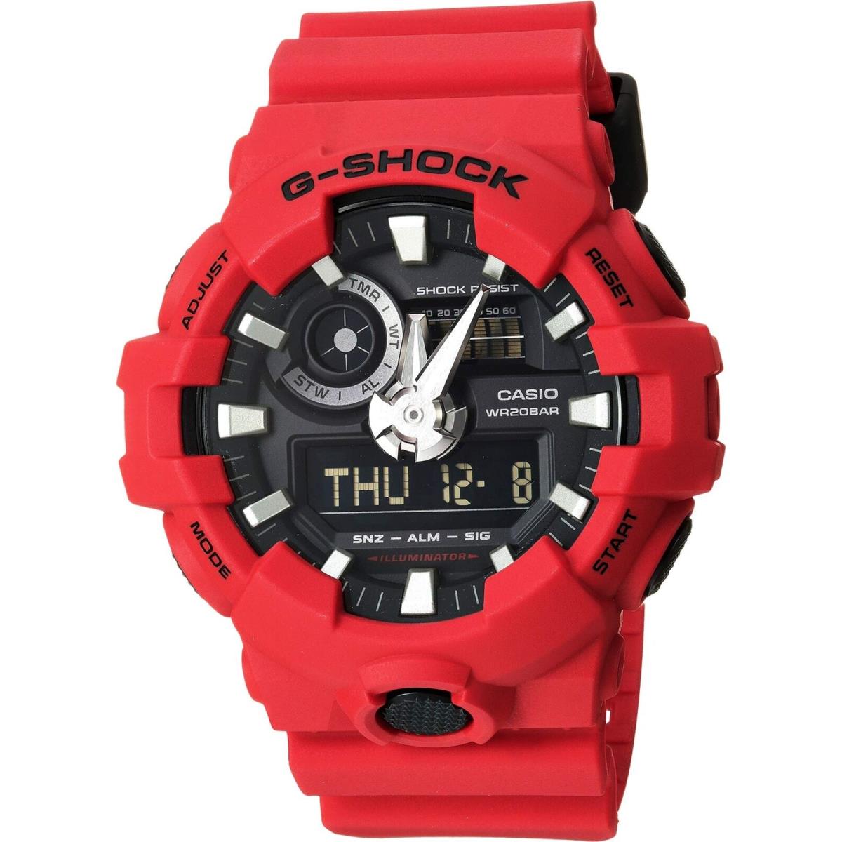 G-shock Casio Men`s Quartz Resin Casual Watch Red GA-700-4ACR