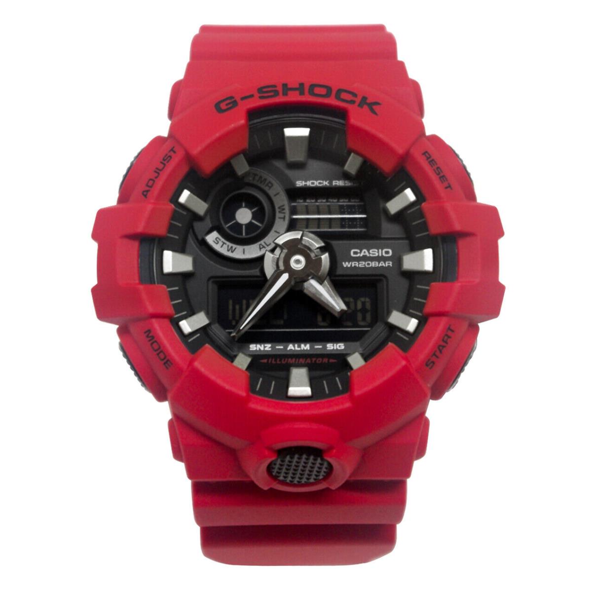 Casio GA700-4A G-shock Black Analog Digital Dial Red Resin Band Watch