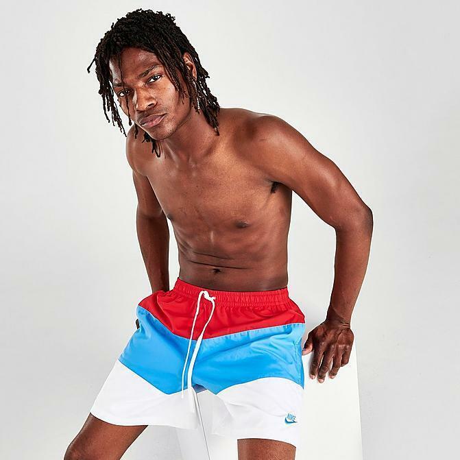 Nike Mens Novelty Club Woven Track Shorts Nylon Shiny Red White Blue L