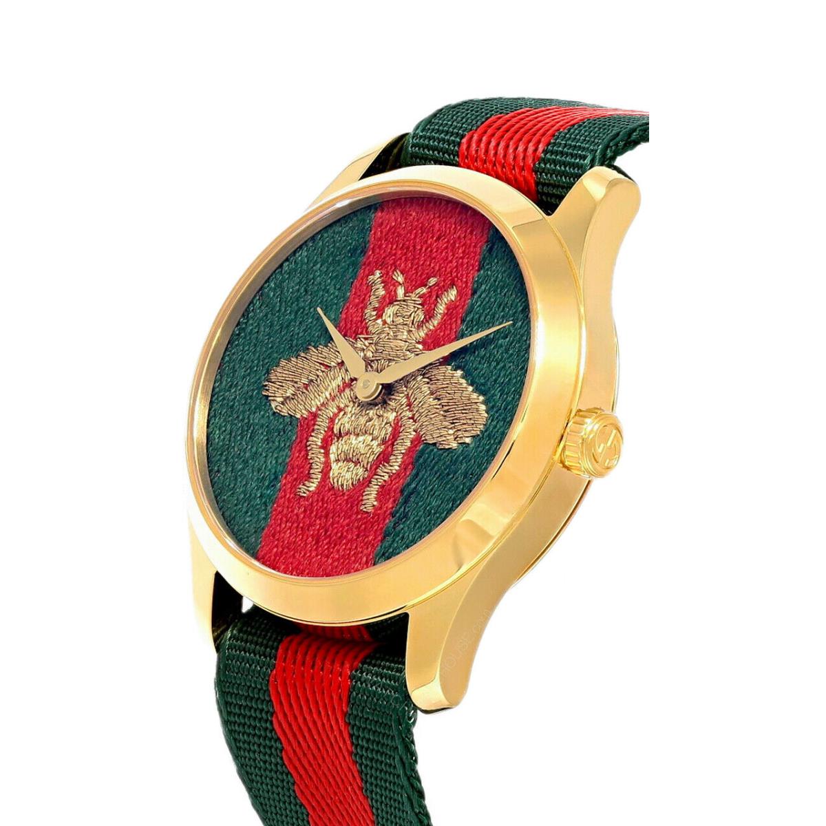 Gucci G-timeless 38MM Qtz Green/red Nylon Strap Watch YA126487B