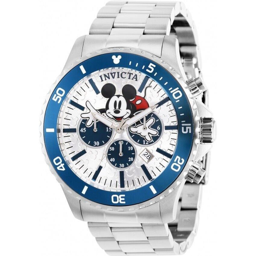 Invicta Disney Mickey Mens 48mm Limited Edition Silver Blue Chronograph SS Watch