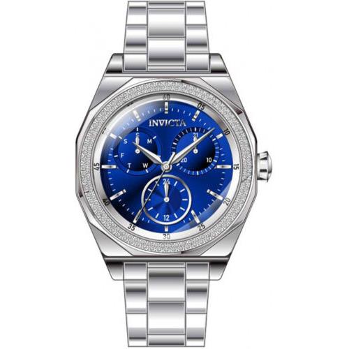 Invicta Women`s Angel Quartz 100m Diamonds Blue Dial Stainless Steel Watch 38555