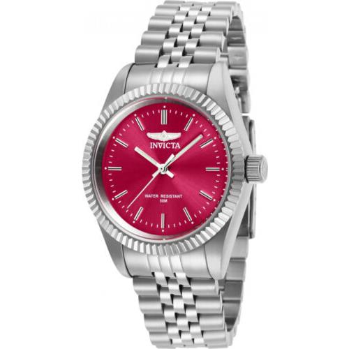 Invicta Women`s Specialty Analog Quartz Red Dial Stainless Steel Watch 29399