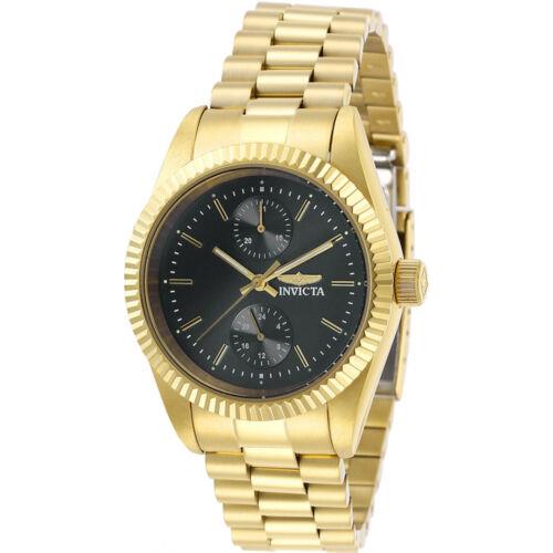 Invicta Women`s Specialty Quartz Black Dial Gold Stainless Steel Watch 29444