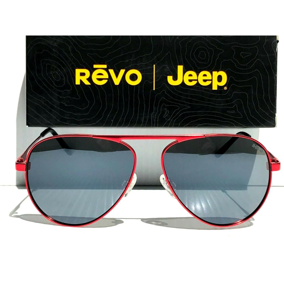 Jeep Revo Metro Firecracker Red 60mm Aviator Polarized Gray Sunglass 1163 06 GY