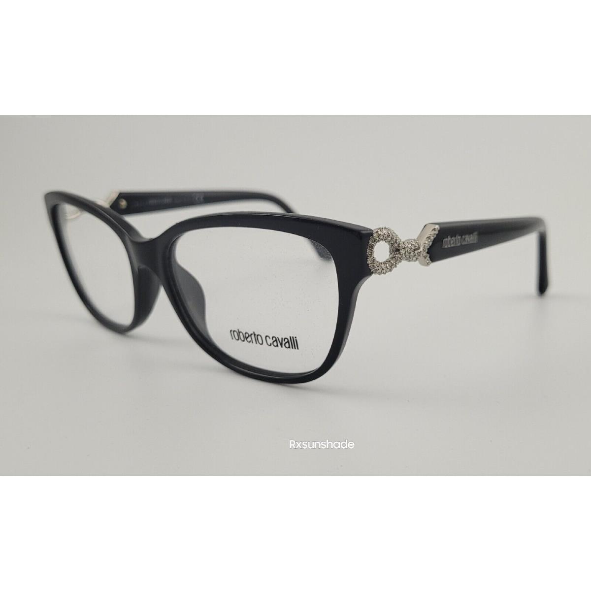 Roberto Cavalli Eyeglasses 5017 Barga Color 001 Black Silver Size 54 Cat Eye