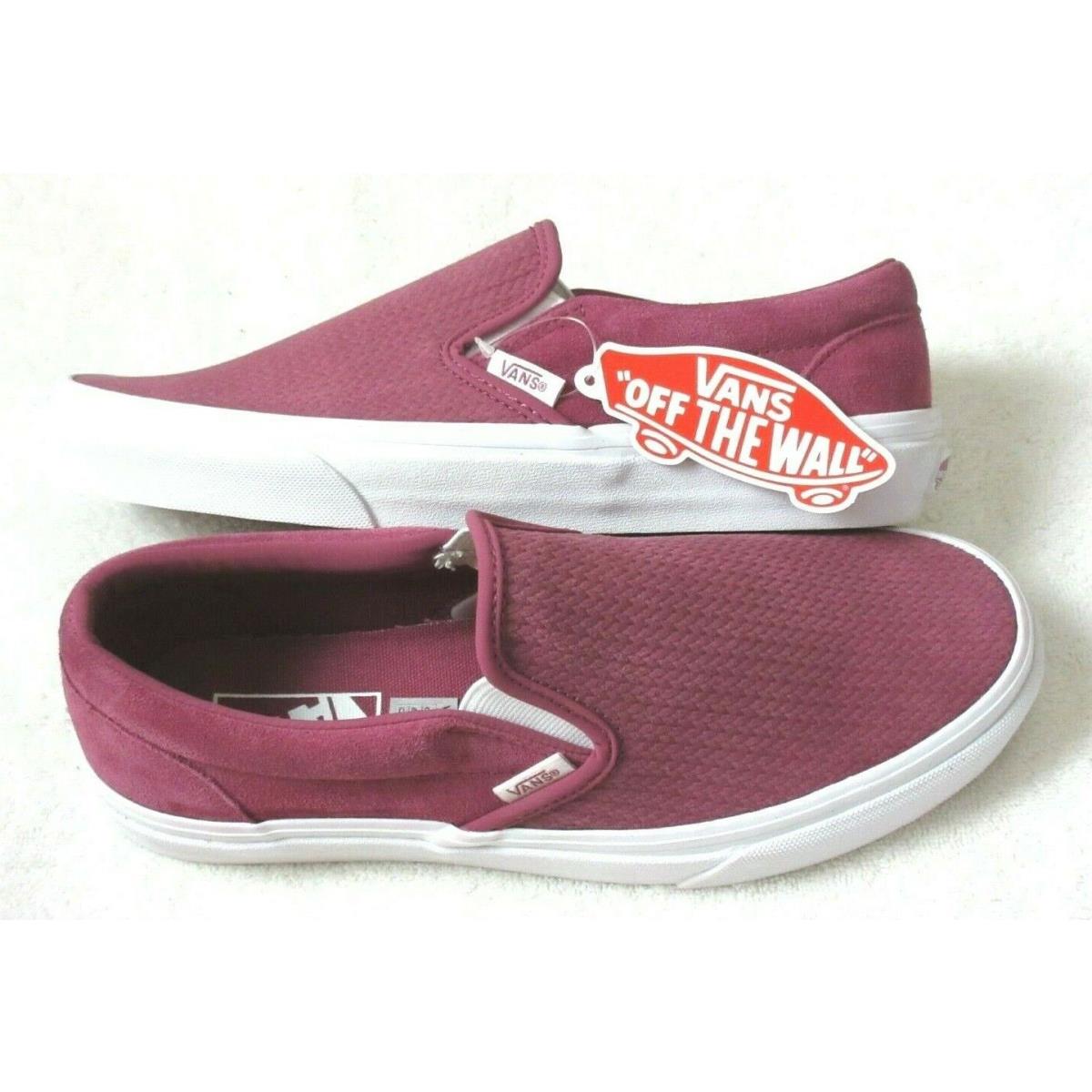 Vans Women`s Classic Slip On Suede Dry Rose Embossed Skate Shoes Size 6.5