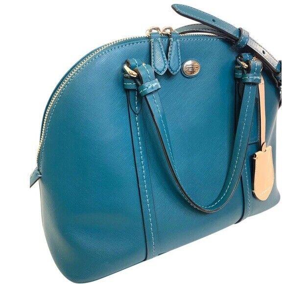 Coach Peyton Jade Green Leather Cora Domed Satchel Shoulder Crossbody Ziptop Bag