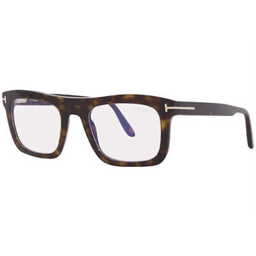 Tom Ford TF5757-B 052 Eyeglasses Men`s Shiny Havana/blue Block Full Rim 52mm