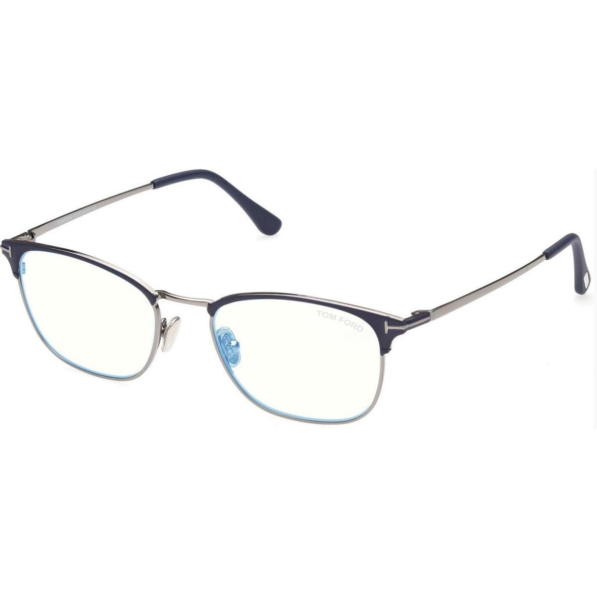 Tom Ford FT5750B 091 Matte Blue -shiny Dark Ruthenium / Blue Block Eyeglasses