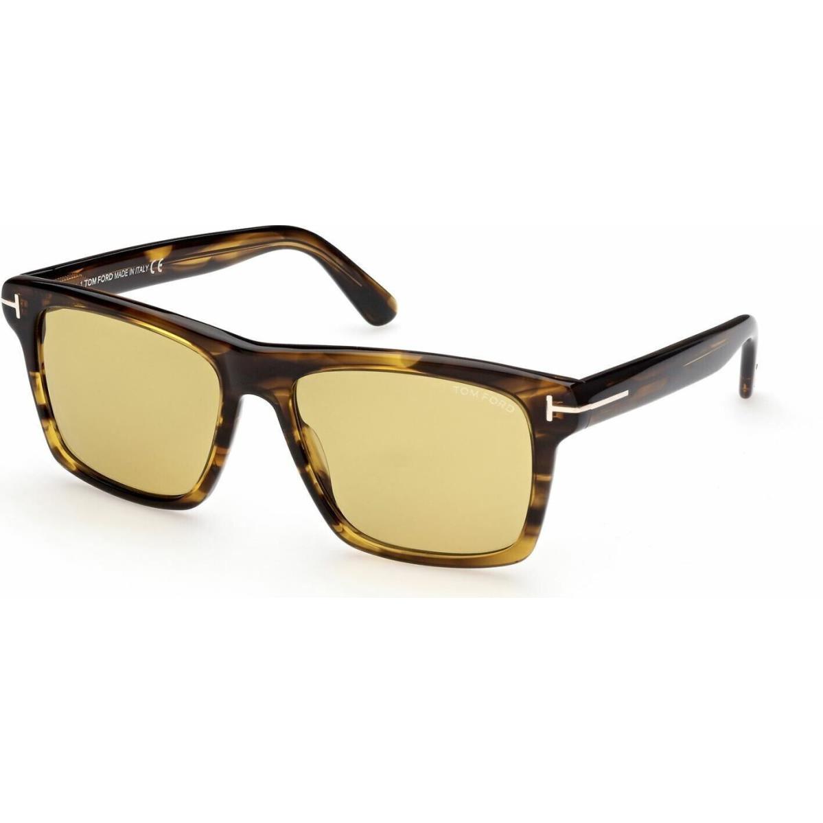Tom Ford Buckley-02 FT0906 55E Shiny Brown Yellow 56 mm Men`s Sunglasses - Frame: Brown, Lens: Yellow