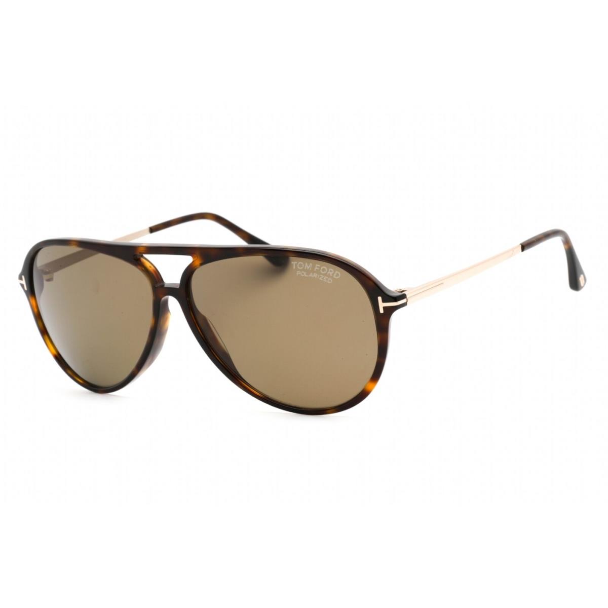 Tom Ford Men`s Sunglasses Shiny Dark Havana Metal/plastic Pilot Frame FT0909 52H