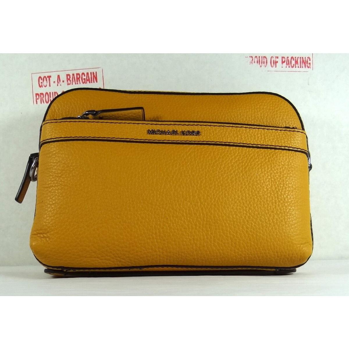 Michael Kors Cooper Pebbled Leather Utility Crossbody Messenger Bag Marigold/sv