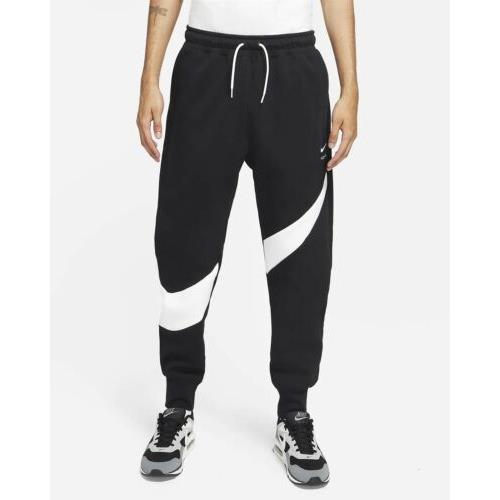 nike swoosh joggers black and white