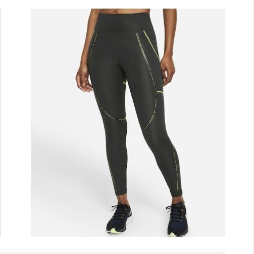 Nike M Women`s Epic Faster Mid-rise 7/8 Tights-anthracite/lime DD4174-070 - Anthracite/Lime
