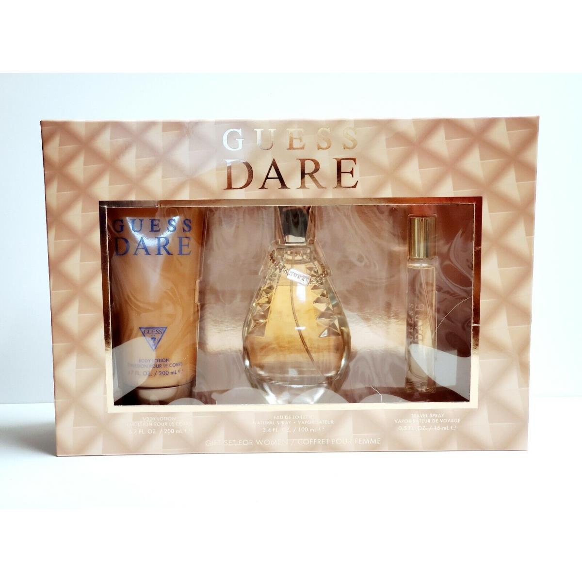 Guess Dare 3PC Gift Set 3.4OZ Edt Spray For Women