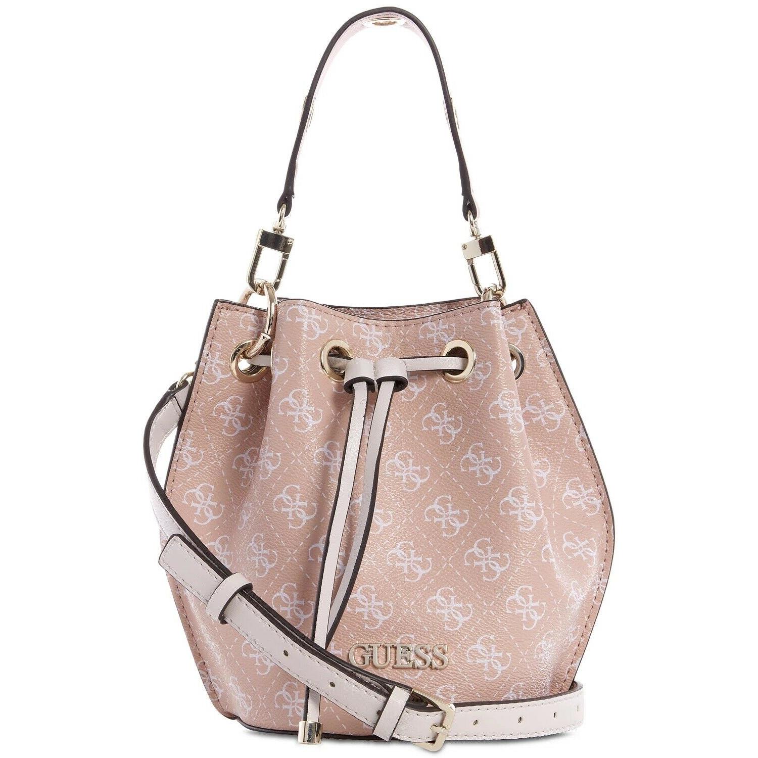 Guess Pink Small Mini Drawstring Bucket Bag Handbag Crossbody Purse